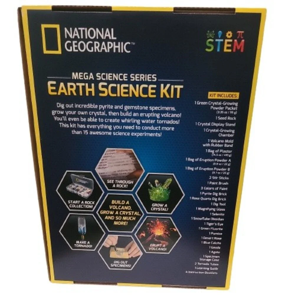 National Geographic Mega Earth Science Experiments Kit Volcano Crystals STEM